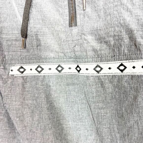 Zine Jacket Womens Pullover Windbreaker Gray Kangaroo Pocket Large - Picture 7 of 8